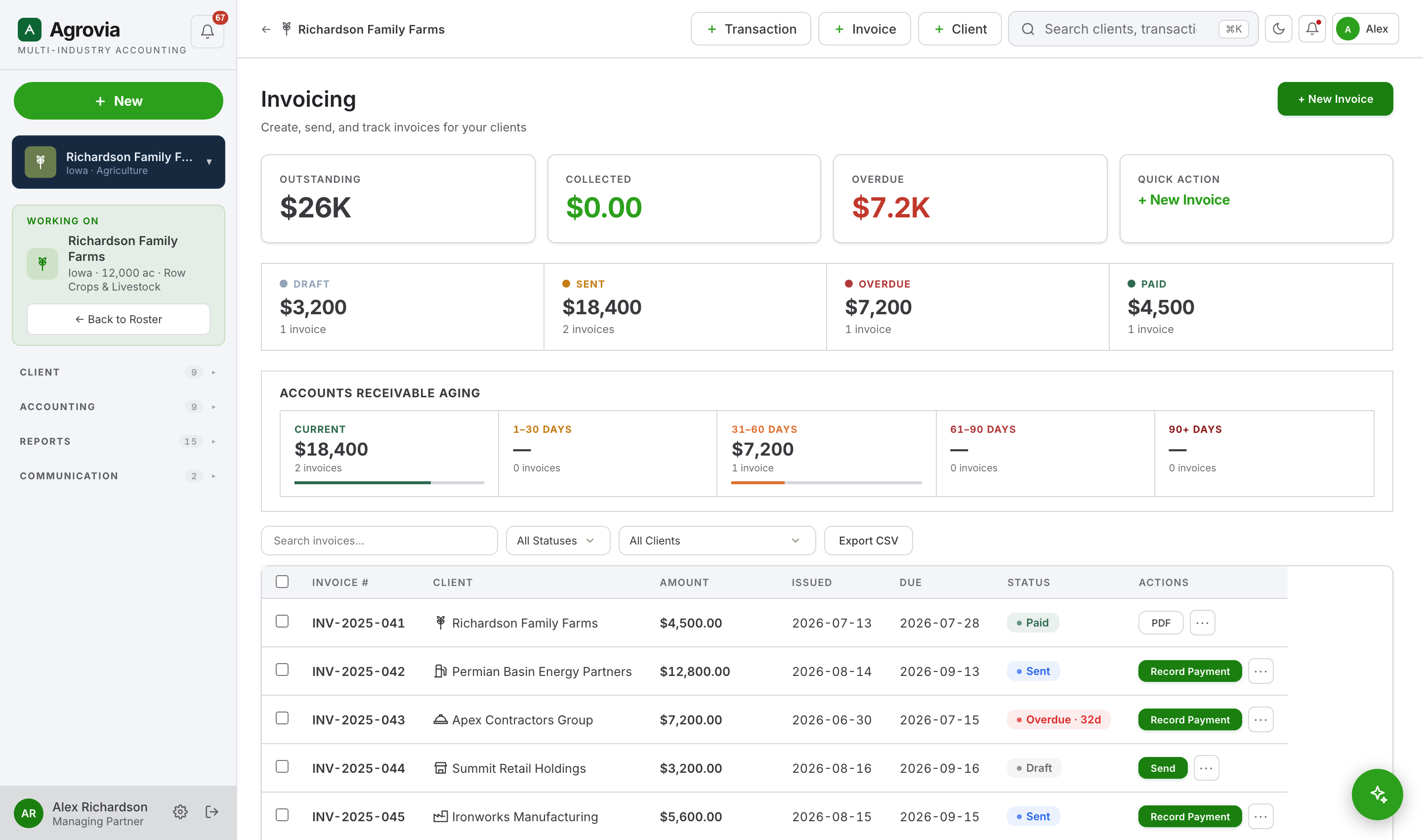 Agrovia invoicing and AR pipeline